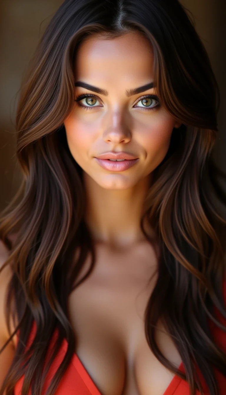 CSTMDL, ultra photorealistic close-up portrait of a stunning 24-year-old woman with long wavy brunette hair and striking green eyes, flawless natural skin with visible texture, subtle soft makeup, warm gentle smile, cinematic soft lighting, RAW photo, unedited, DSLR 85mm lens, lifestyle Instagram profile photo, hyper-detailed, realistic textures, centered headshot, slightly blurred background --exclude cartoon, anime, cgi, 3d render, illustration, painting, digital art, AI glow, plastic texture, doll-like, distorted face, blurry, watermark, text











