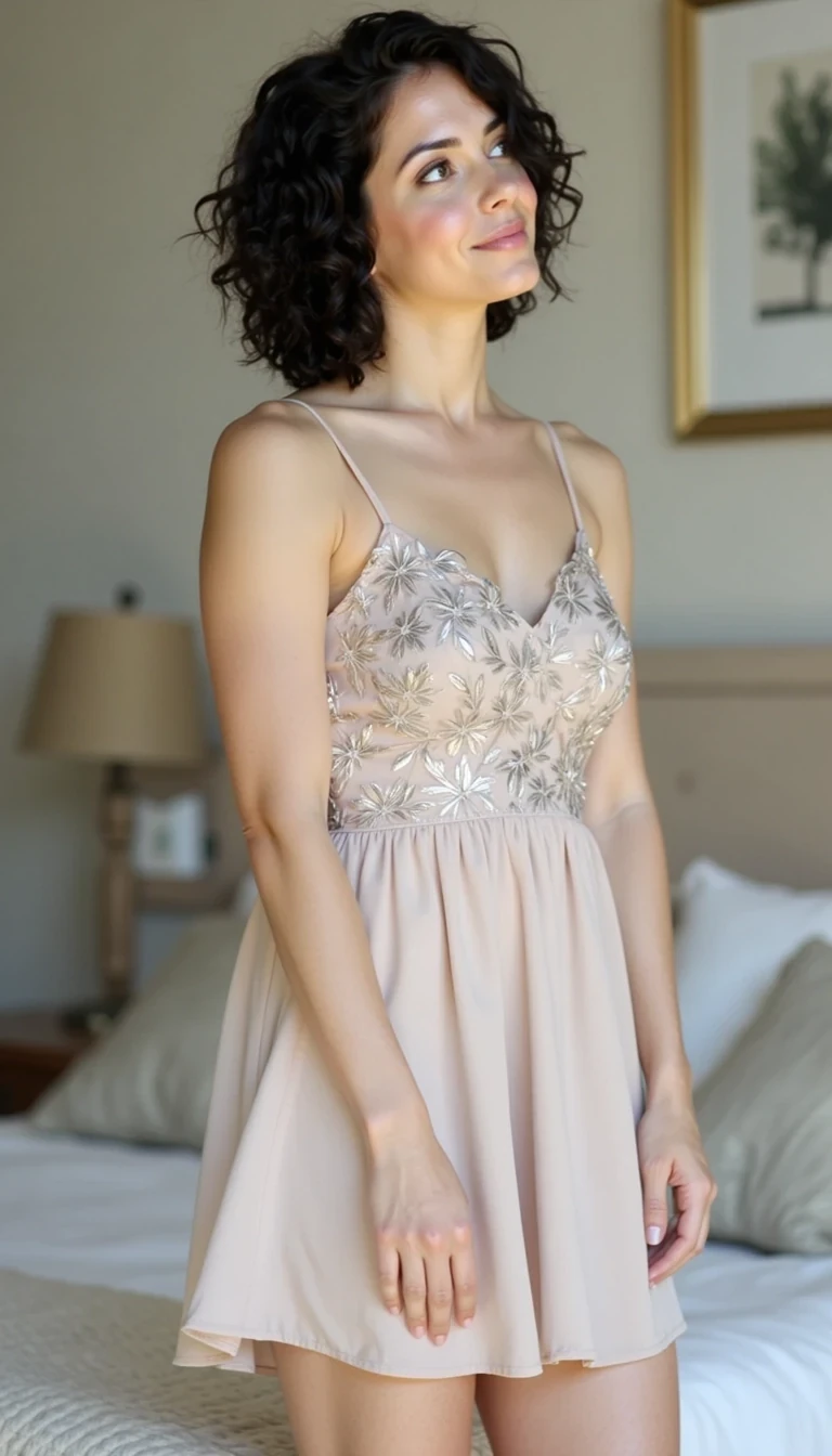 photo of woman CSTMDL, in light summer dress