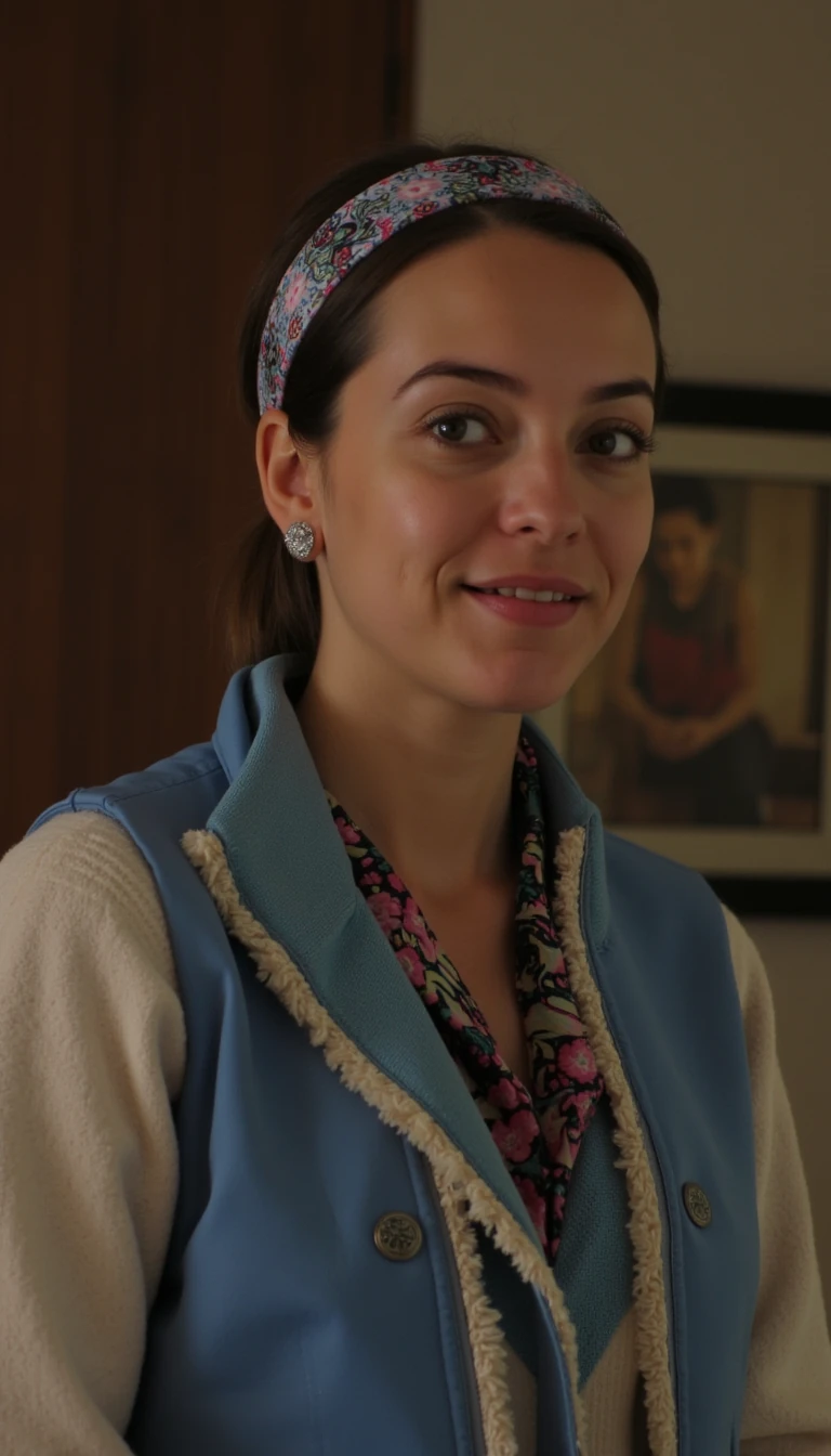 boring low quality screenshot photo circa 2020, ms rachel, full outfit and headband