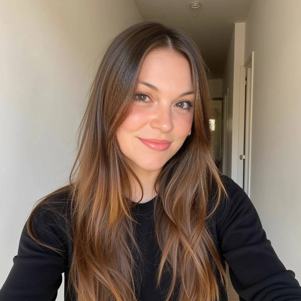 iphone 16 picture from 2024, cute 19 year old  woman, soft light brown hair, skinny,petite
