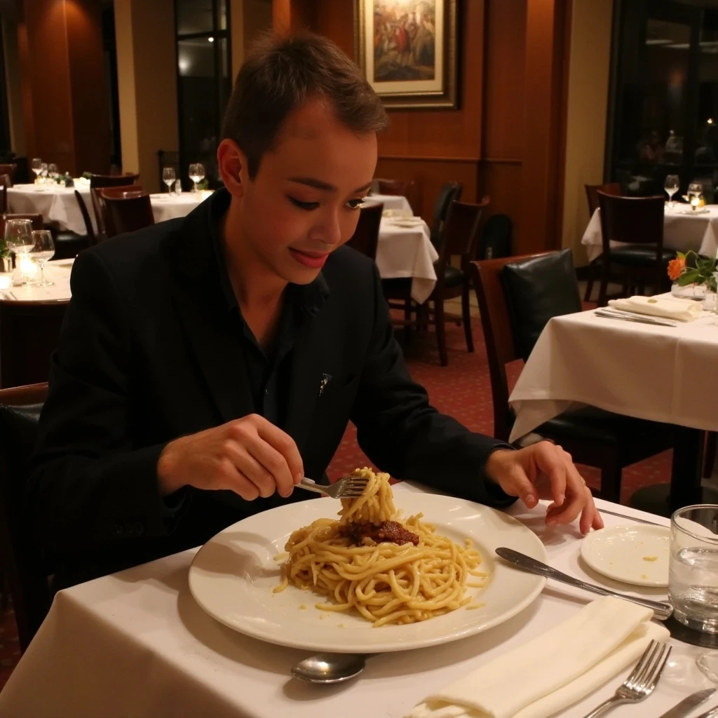 sitting down eating at a 5 star restaurant