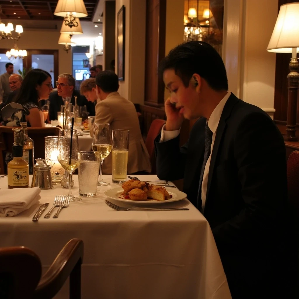 sitting down eating at a 5 star restaurant