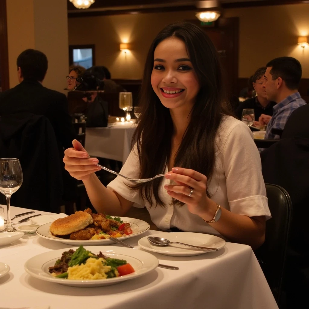 sitting down eating at a 5 star restaurant