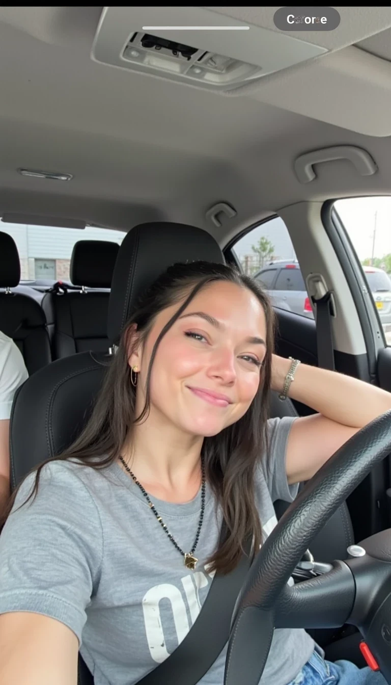 photo of cute woman CSTMDL in a car