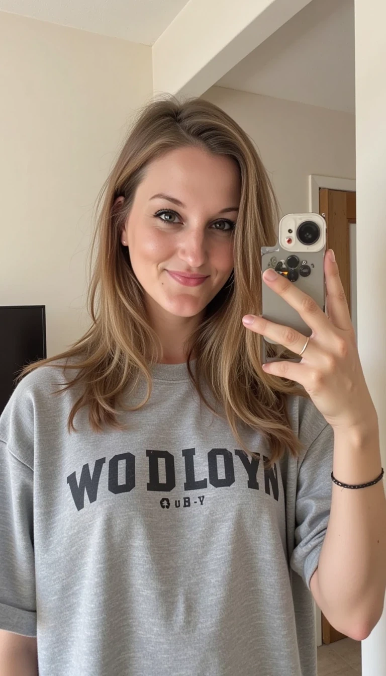 Woman casually dressed taking a selfie