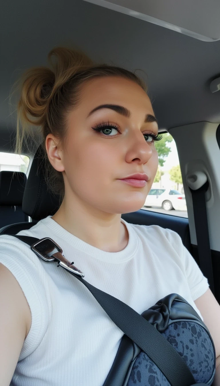 photo of cute woman CSTMDL in a car