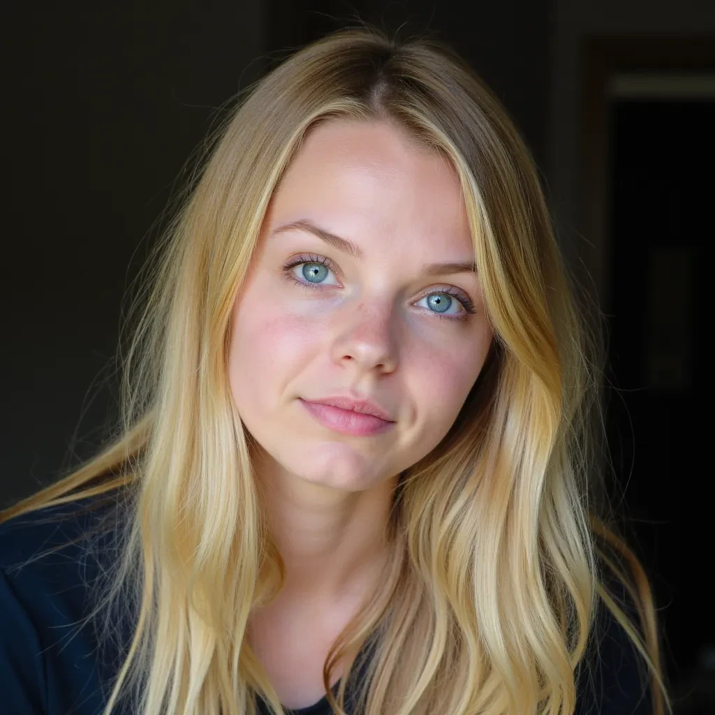 Portrait of young woman 19 years old, Blonde, blue eyes