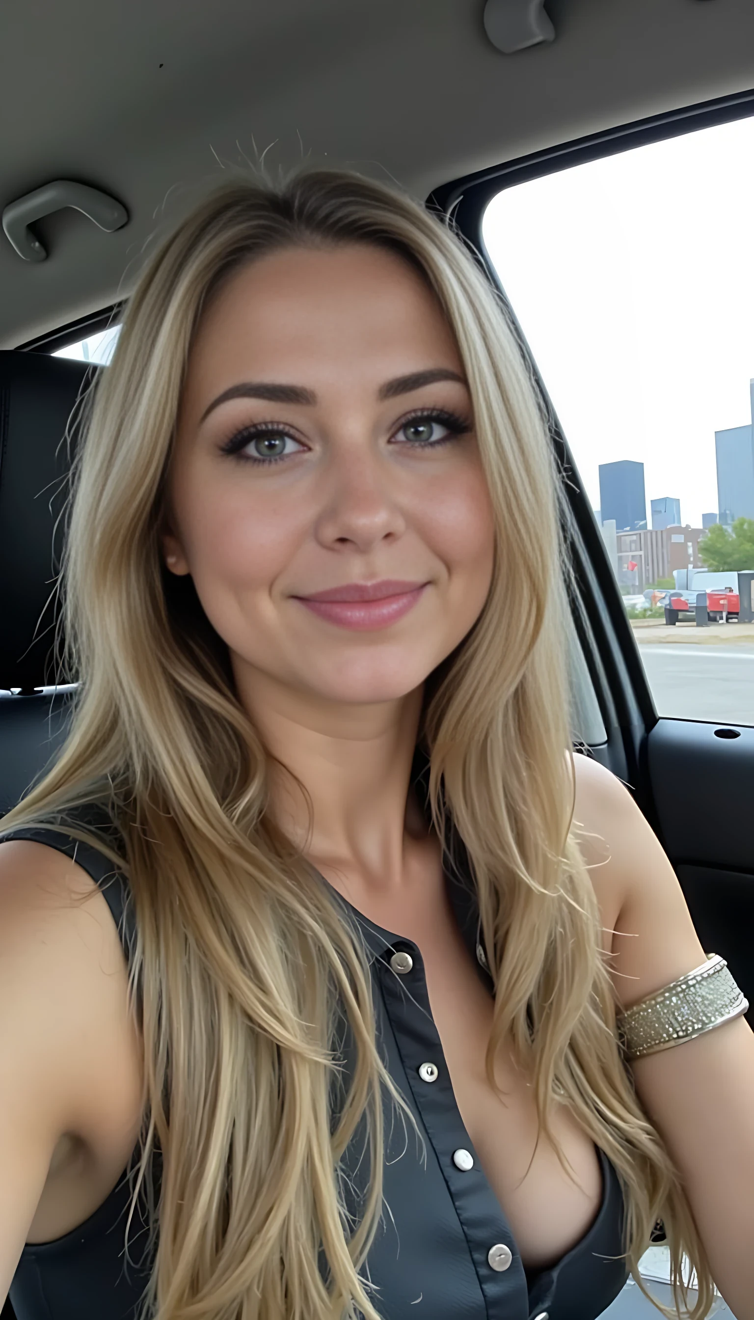 photo of cute woman CSTMDL in a car