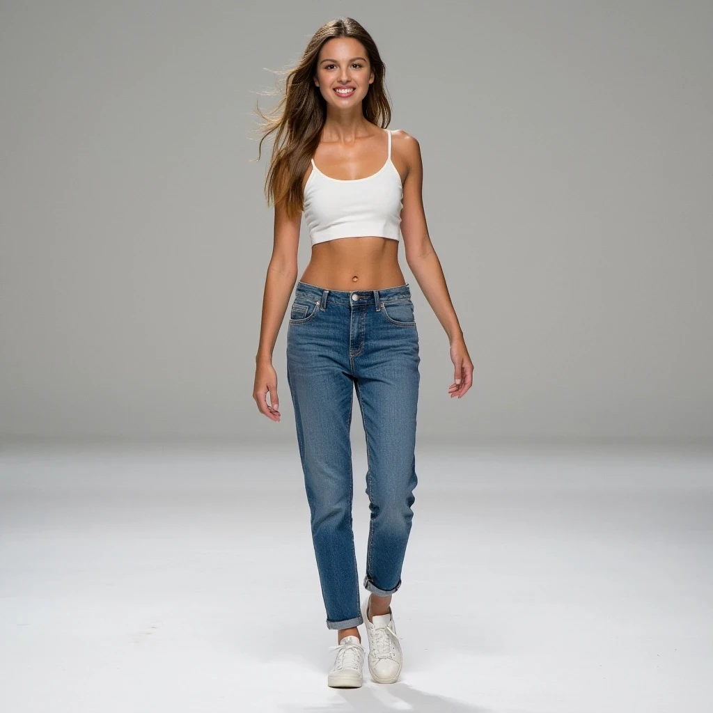 She has a naturally graceful, athletic build—slim but not fragile, with a quiet confidence in the way she moves. Standing around 5'6", her posture is relaxed yet upright, giving off an air of calm attentiveness. Her shoulders are softly defined, tapering into long arms and elegant hands that are expressive when she talks. Her waist is gently curved, with a fit, balanced silhouette that reflects someone who enjoys staying active without obsessing over it. Long legs carry her with an easy stride, and there’s a grounded energy in her stance, like someone who feels comfortable in her own skin. Whether she’s in jeans and sneakers or something more styled, she wears everything like it was made for her—effortlessly put-together but never trying too hard.