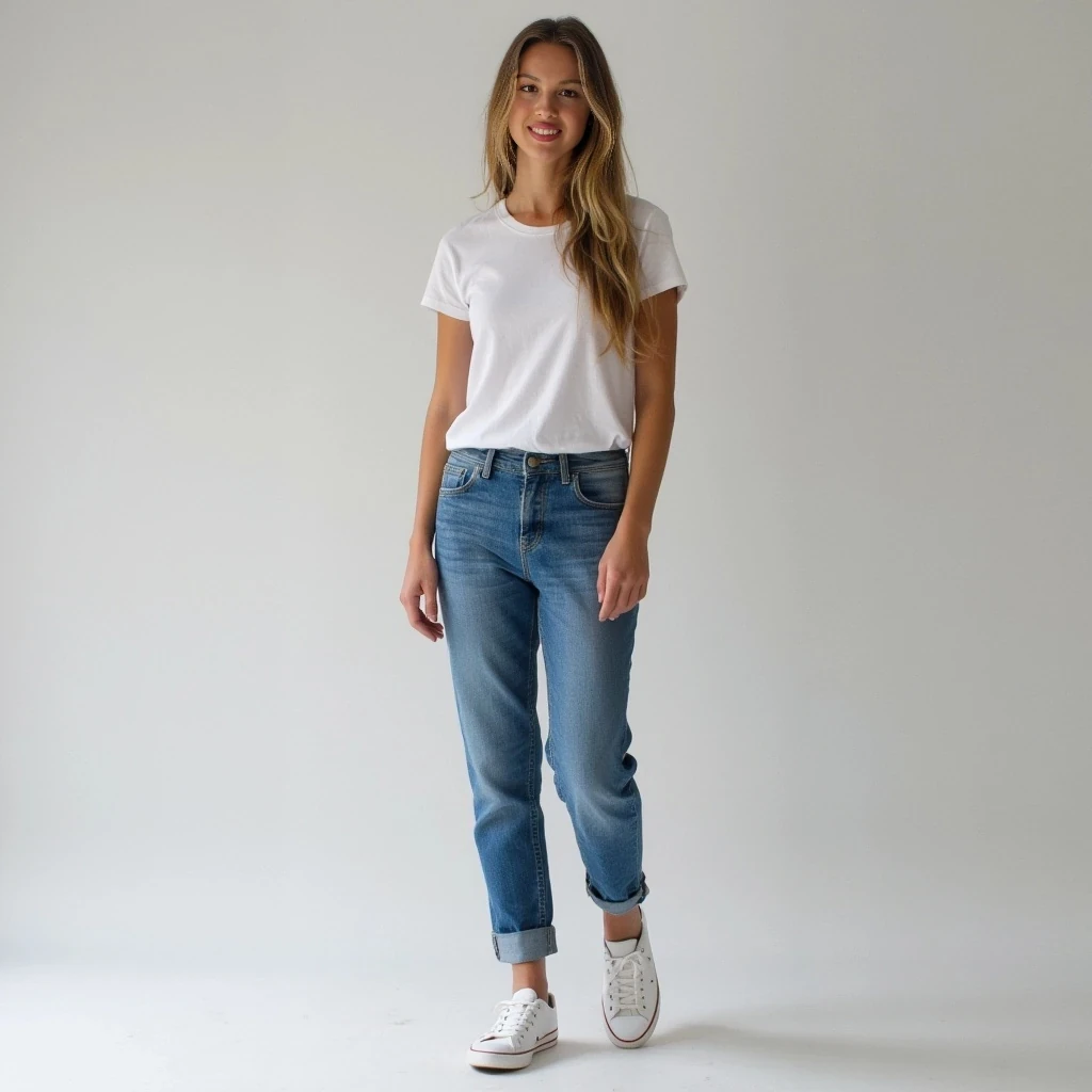 She has a naturally graceful, athletic build—slim but not fragile, with a quiet confidence in the way she moves. Standing around 5'6", her posture is relaxed yet upright, giving off an air of calm attentiveness. Her shoulders are softly defined, tapering into long arms and elegant hands that are expressive when she talks. Her waist is gently curved, with a fit, balanced silhouette that reflects someone who enjoys staying active without obsessing over it. Long legs carry her with an easy stride, and there’s a grounded energy in her stance, like someone who feels comfortable in her own skin. Whether she’s in jeans and sneakers or something more styled, she wears everything like it was made for her—effortlessly put-together but never trying too hard.
