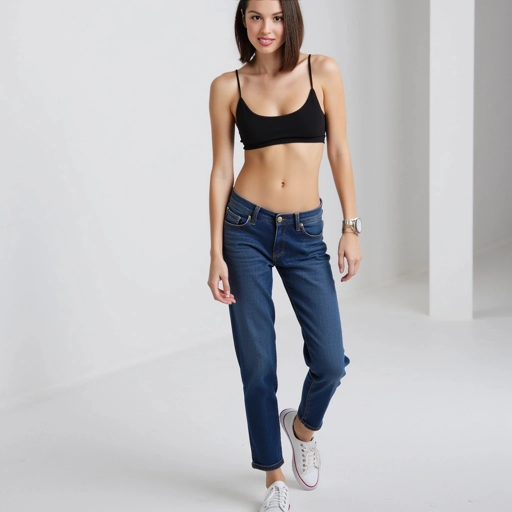 She has a naturally graceful, athletic build—slim but not fragile, with a quiet confidence in the way she moves. Standing around 5'6", her posture is relaxed yet upright, giving off an air of calm attentiveness. Her shoulders are softly defined, tapering into long arms and elegant hands that are expressive when she talks. Her waist is gently curved, with a fit, balanced silhouette that reflects someone who enjoys staying active without obsessing over it. Long legs carry her with an easy stride, and there’s a grounded energy in her stance, like someone who feels comfortable in her own skin. Whether she’s in jeans and sneakers or something more styled, she wears everything like it was made for her—effortlessly put-together but never trying too hard.