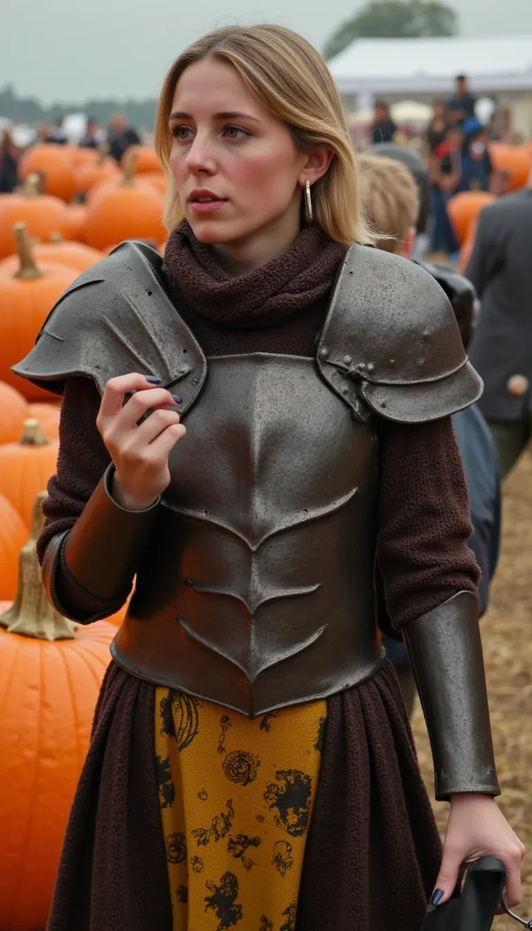 a young woman at pumpkin festival wearing shi p9844jdepo3j1q2b12coim9p