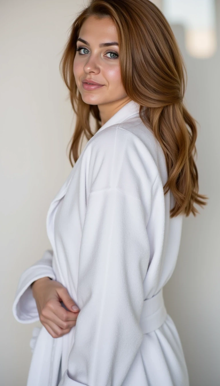 CSTMDL wearing an open bath robe