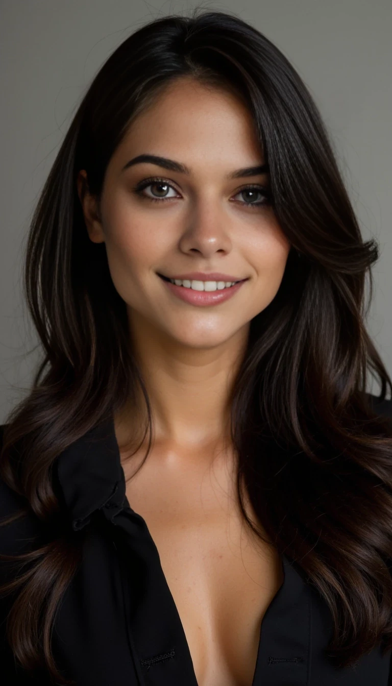 Portrait of a a woman with long dark brown hair CSTMDL