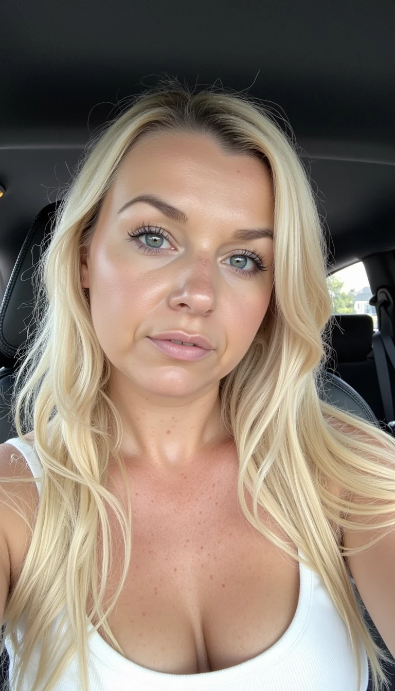 Snapchat-style CSTMDL white make women with blonde hair posing 