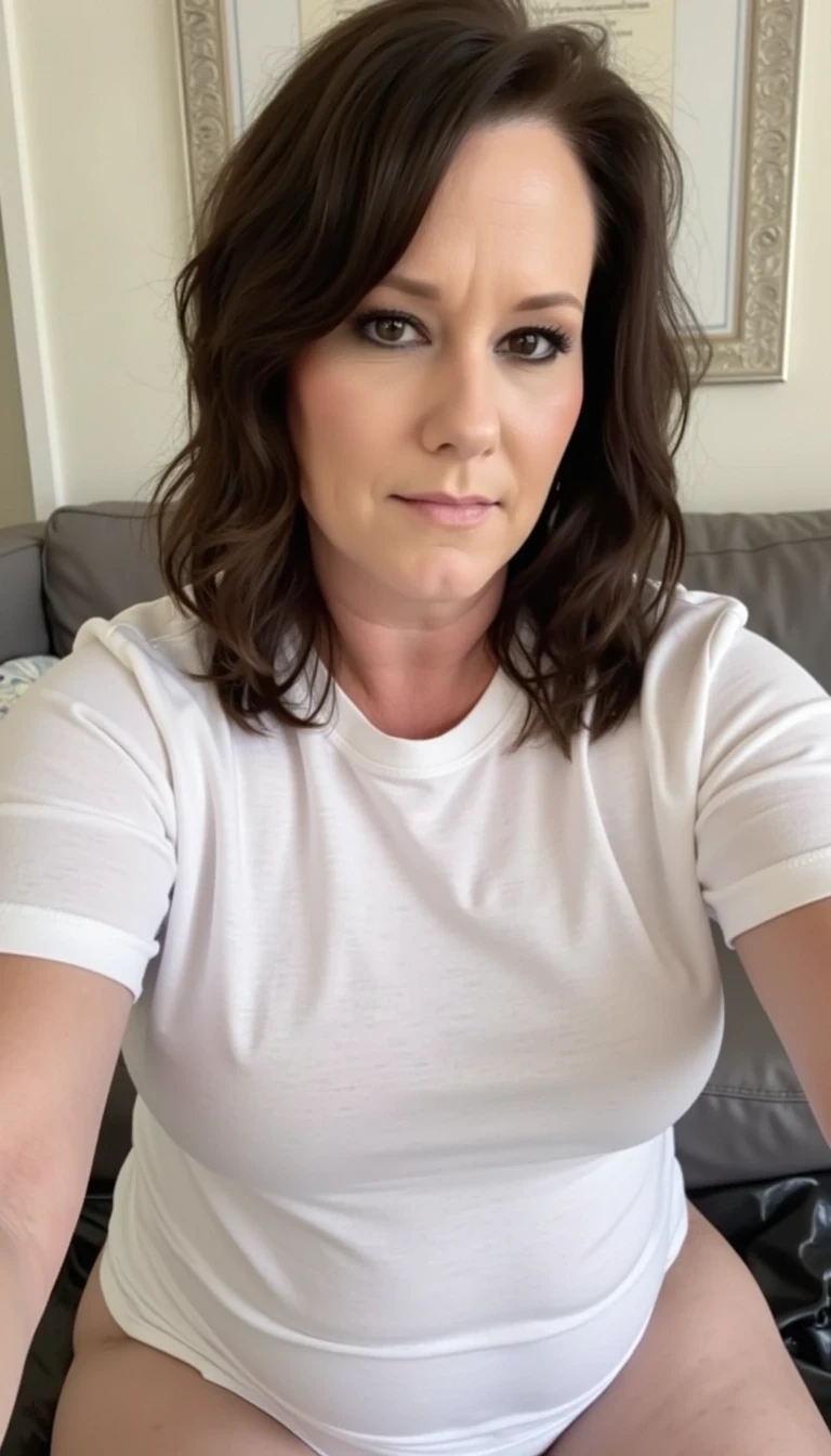 photo of CSTMDL, medium shot photo of Karla K. 4 feet, nine inches tall, weighs 130 pounds,  wet t shirt content, wearing wet, see through, white tshirt