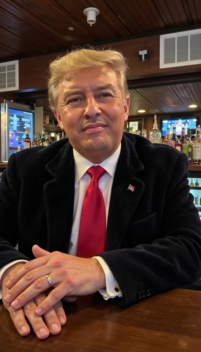 photo with donald trump on a bar