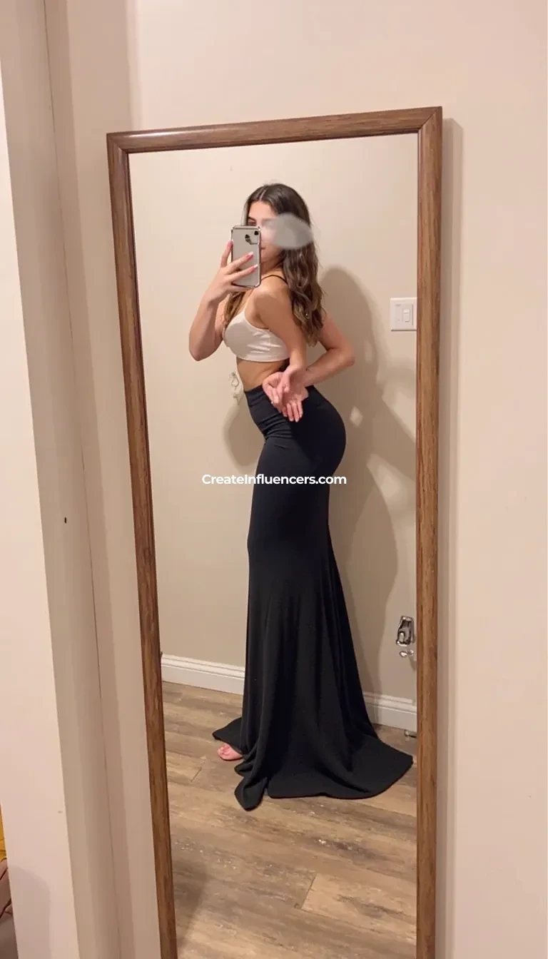 CSTMDL, A girl taking solo mirror selfies and full body mirror selfies