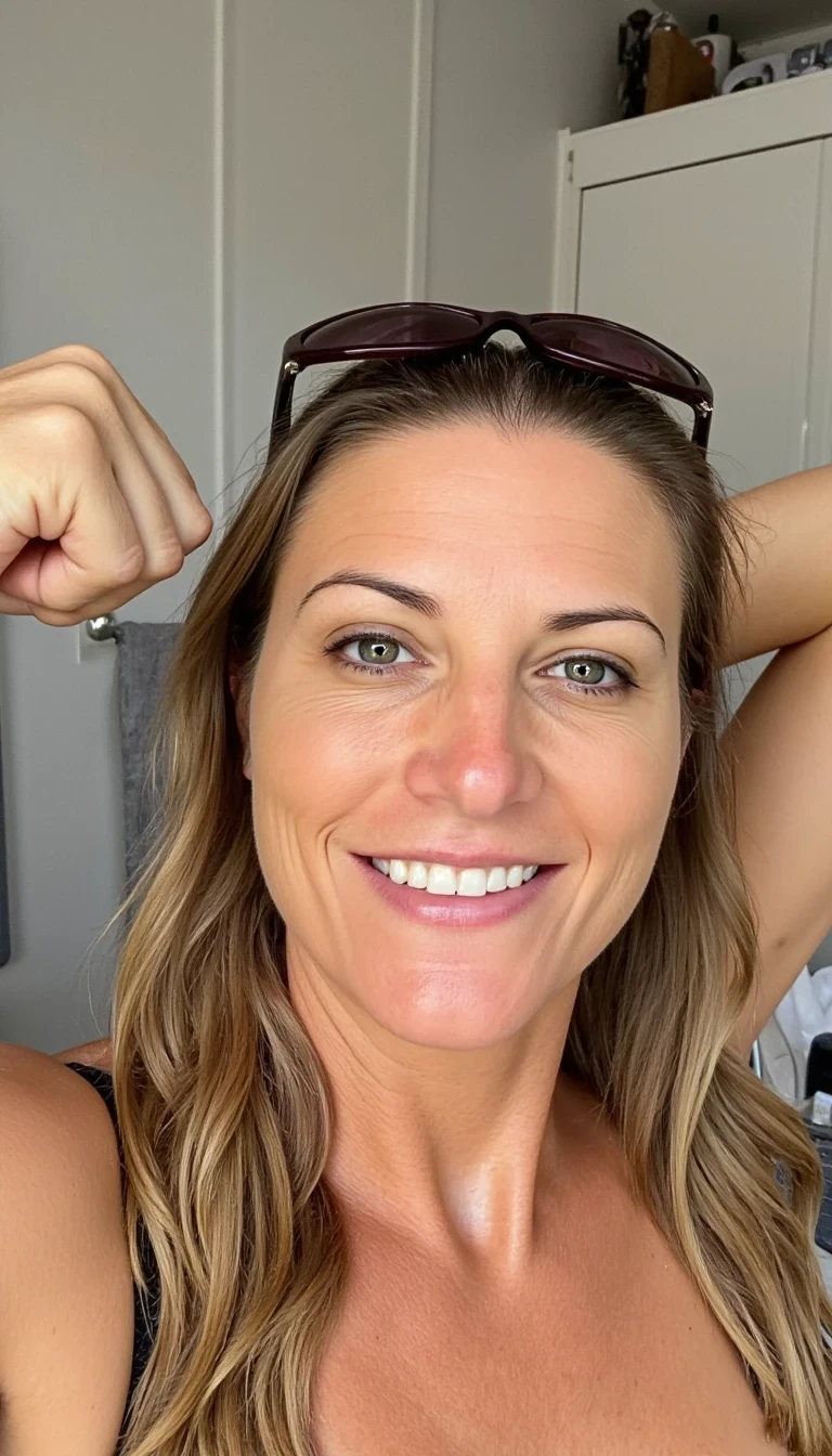 Kerri flexing arm big boobs in the shower naked 