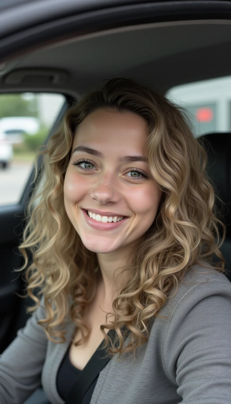 photo of cute woman CSTMDL in a car