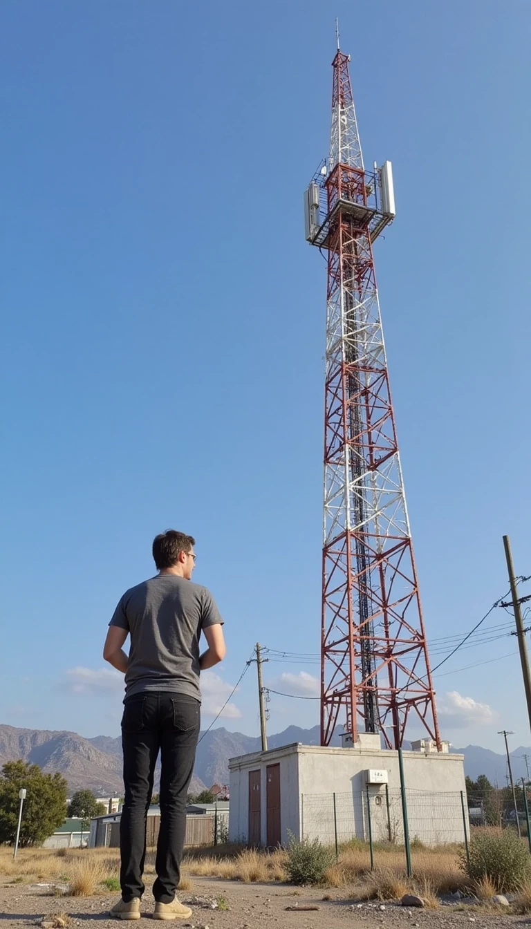 photo of woman CSTMDL at a communication tower site