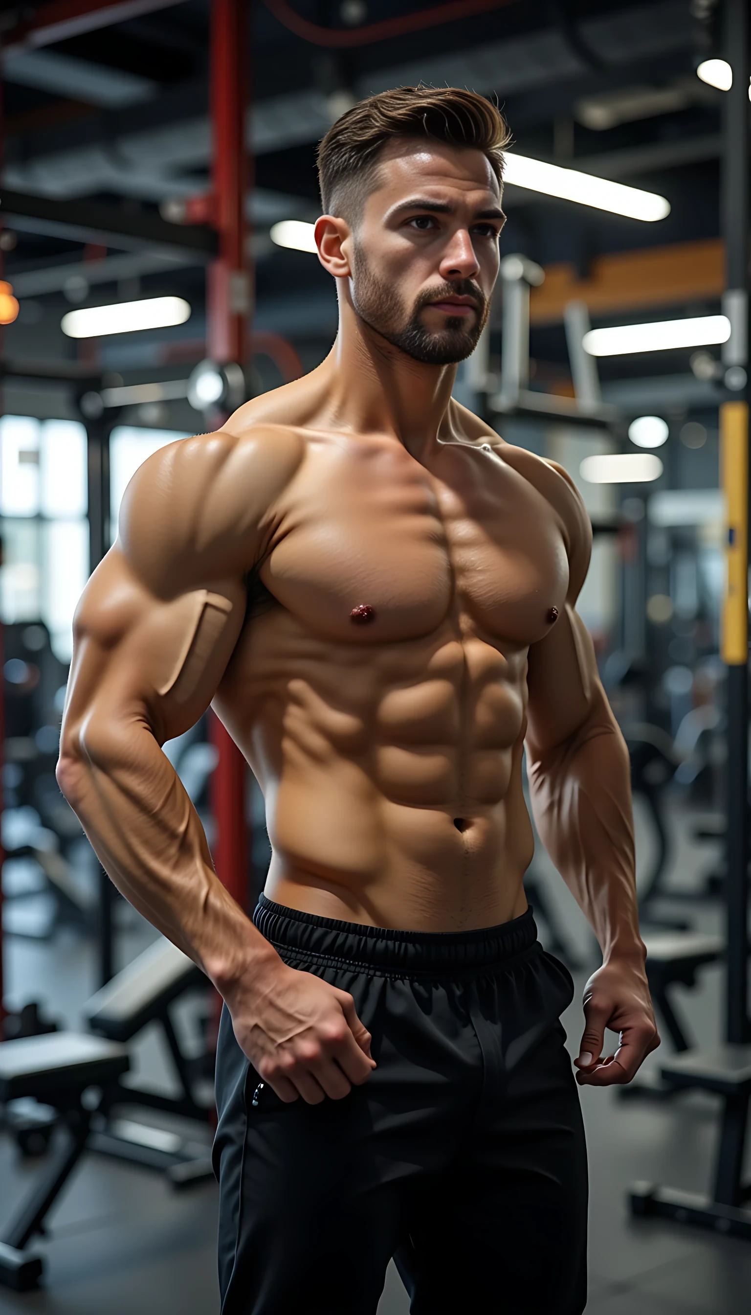 photo of fit man CSTMDL in gym