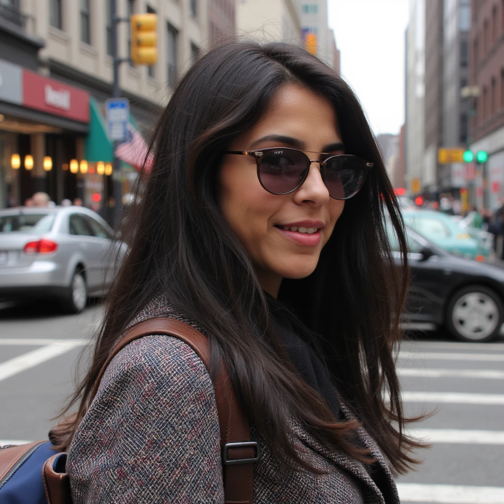 candid snapshot of dominalisa on the streets of New york