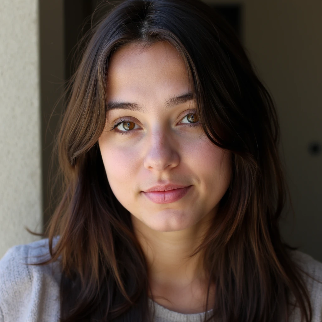 Portrait of a 22 year old white female with brown eyes.