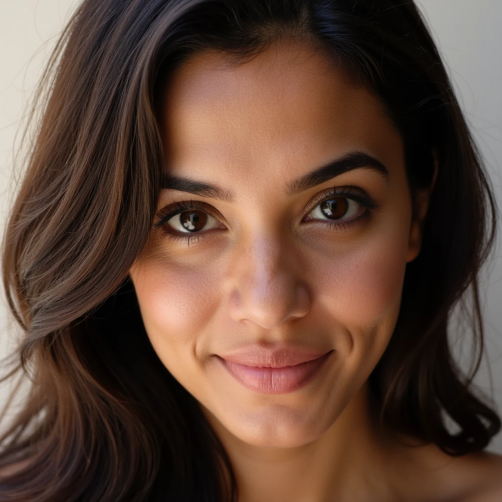 portrait of sofiaMarquez, 24 year old Colombian woman, brunette, brown eyes, close-up, natural light
