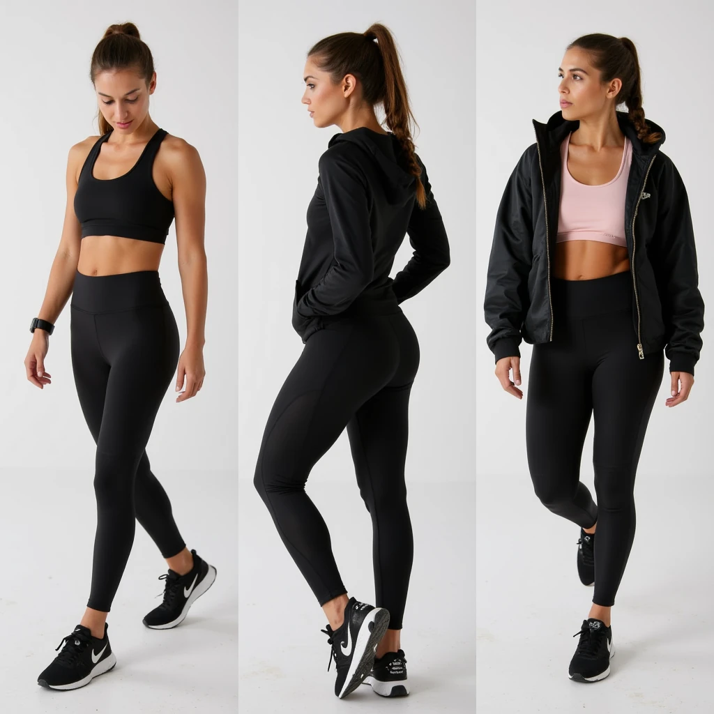 Athletic, modern, and authentic — she embodies the balance between strength and calm. She’s the kind of woman who looks powerful mid-sprint and serene mid-sip of coffee. Every frame should feel real, not overly posed.

⸻

🧍‍♀️ Body Type & Build
	•	Height: ~5’7” (170 cm)
	•	Build: Lean athletic; visible tone, but feminine proportions (defined legs, sculpted arms, balanced core).
	•	Posture: Confident yet relaxed — upright, shoulders back, slight curve in stance, energy of purpose.
	•	Movement: Natural flow — captured mid-motion, stretch, or stride rather than static posing.

⸻

💇‍♀️ Hair
	•	Color: Warm brunette with subtle caramel undertones.
	•	Style: Often tied in a high ponytail or braided when working out; loose and slightly tousled for lifestyle scenes.
	•	Texture: Smooth, healthy shine — moves with energy.

⸻

👁️ Facial Features
	•	Face Shape: Soft oval with defined cheekbones.
	•	Skin Tone: Light olive to warm tan — sun-kissed, healthy glow.
	•	Eyes: Hazel or light brown, focused and expressive.
	•	Expression Range: Calm determination, post-run joy, quiet strength.
	•	Makeup: Minimal — natural skin, tinted balm, maybe light mascara. Always looks effortless.

⸻

👚 Wardrobe / Style
	•	Aesthetic: Modern athletic with NYC edge — stylish, functional, monochrome or neutral palettes.
	•	Key Looks:
	•	Sleek black or muted pastel athleisure (sports bra, leggings, cropped hoodie).
	•	Lightweight running jackets and sneakers.
	•	Occasional denim and tank for lifestyle content.
	•	Accessories: Smartwatch, wireless earbuds, reusable water bottle, gym bag.