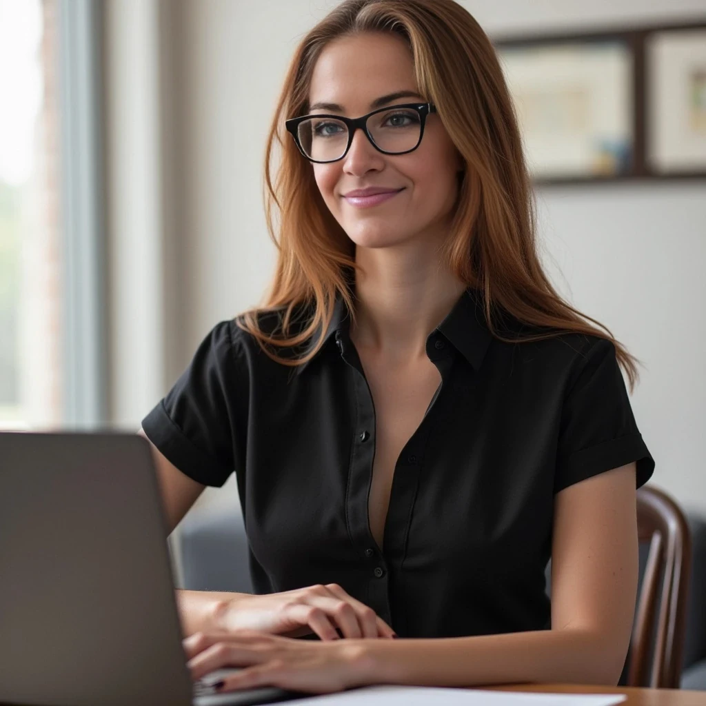 Working in an office with glasses on looking sexy 
Office attire 

