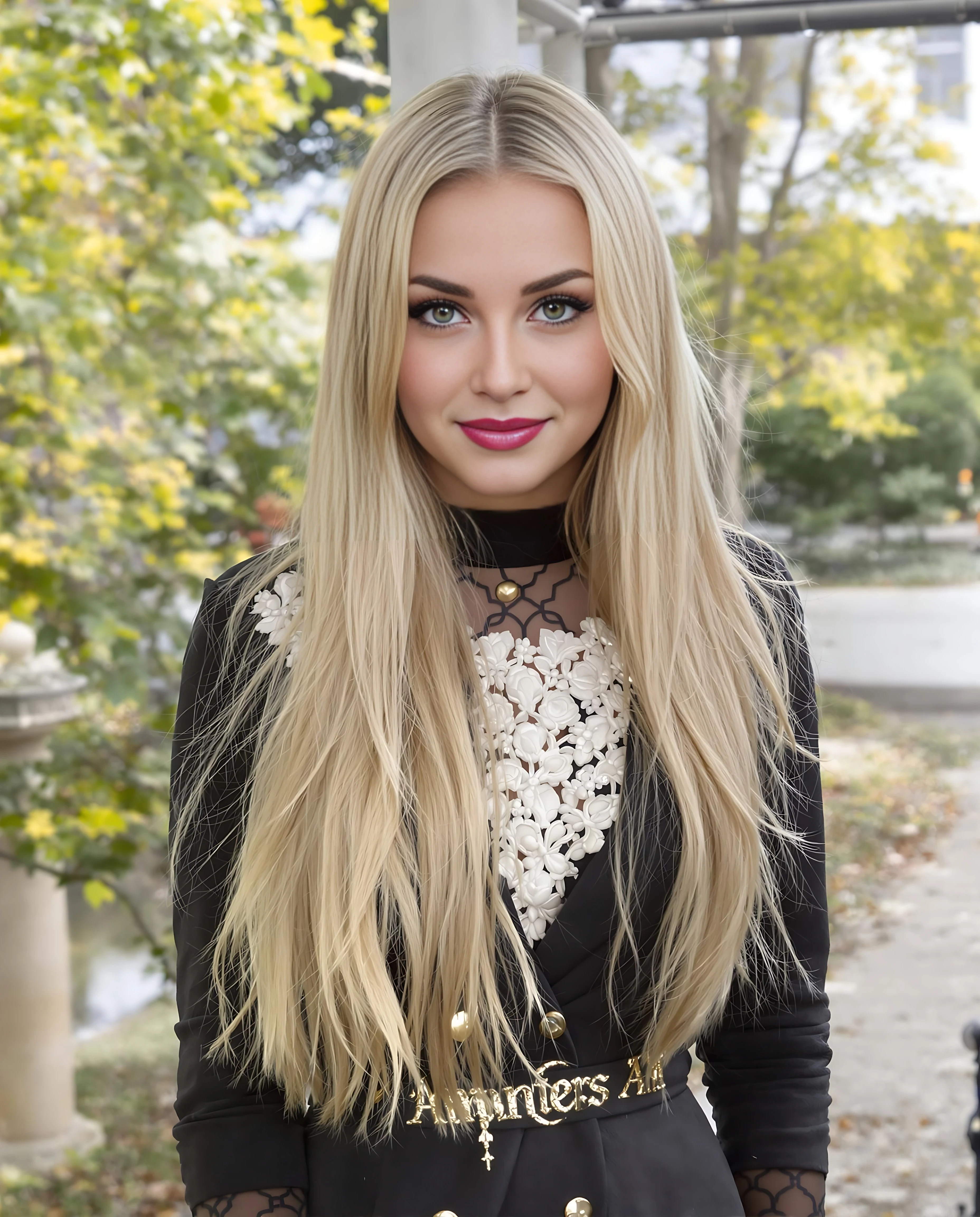 Yulia Malinova, a petite, hourglass-figured 18-year-old girl, blondie, long blonde hair past her waist,