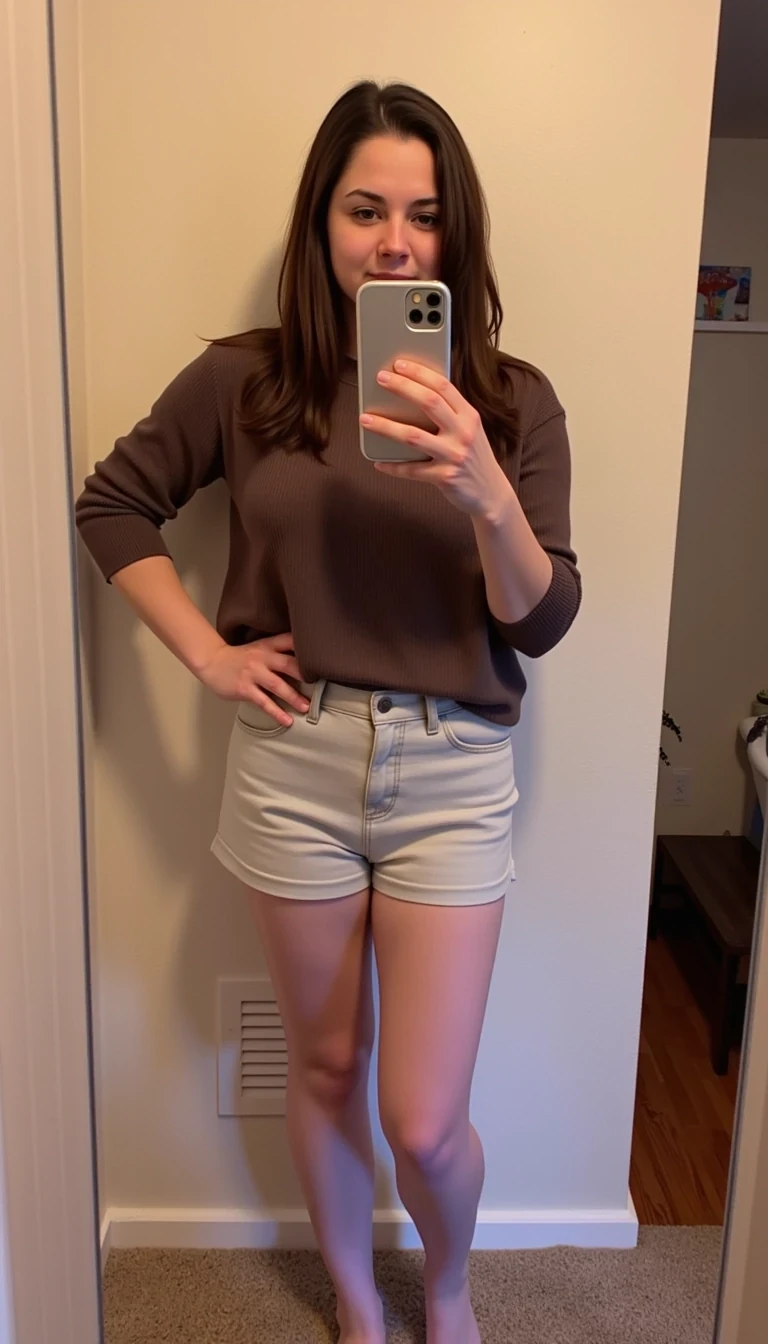 boring low quality snapchat photo circa 2012, cute woman CSTMDL, old clothes