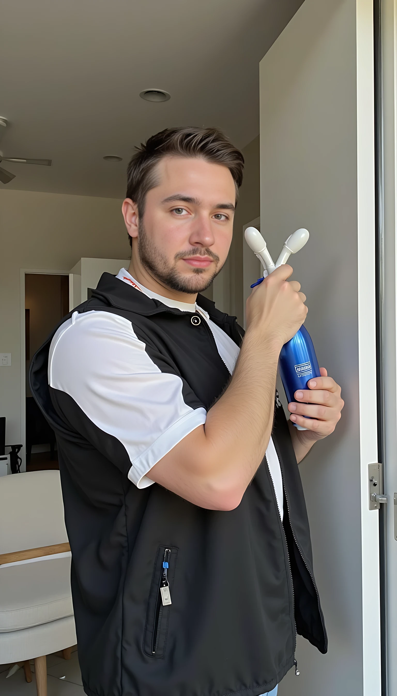 photo of CSTMDL holding a dildo