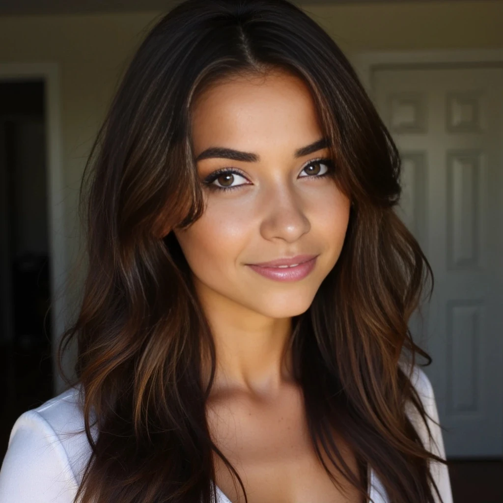 slim thick with brunette hair and light green eyes