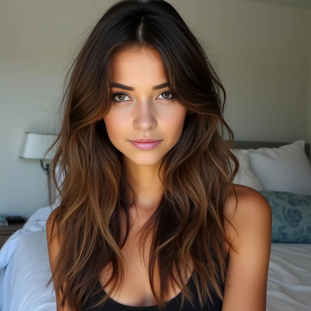 slim thick with brunette hair and light green eyes