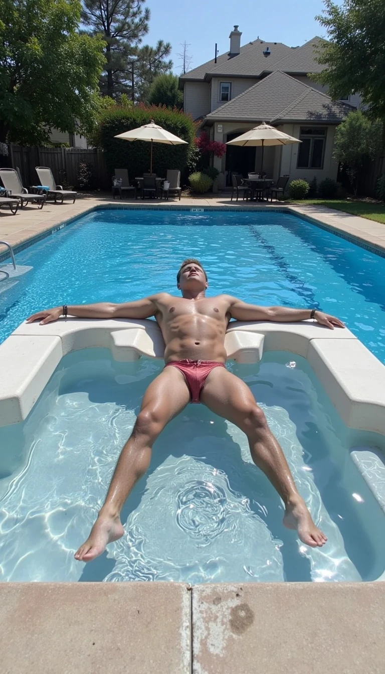 Laying by the pool topless