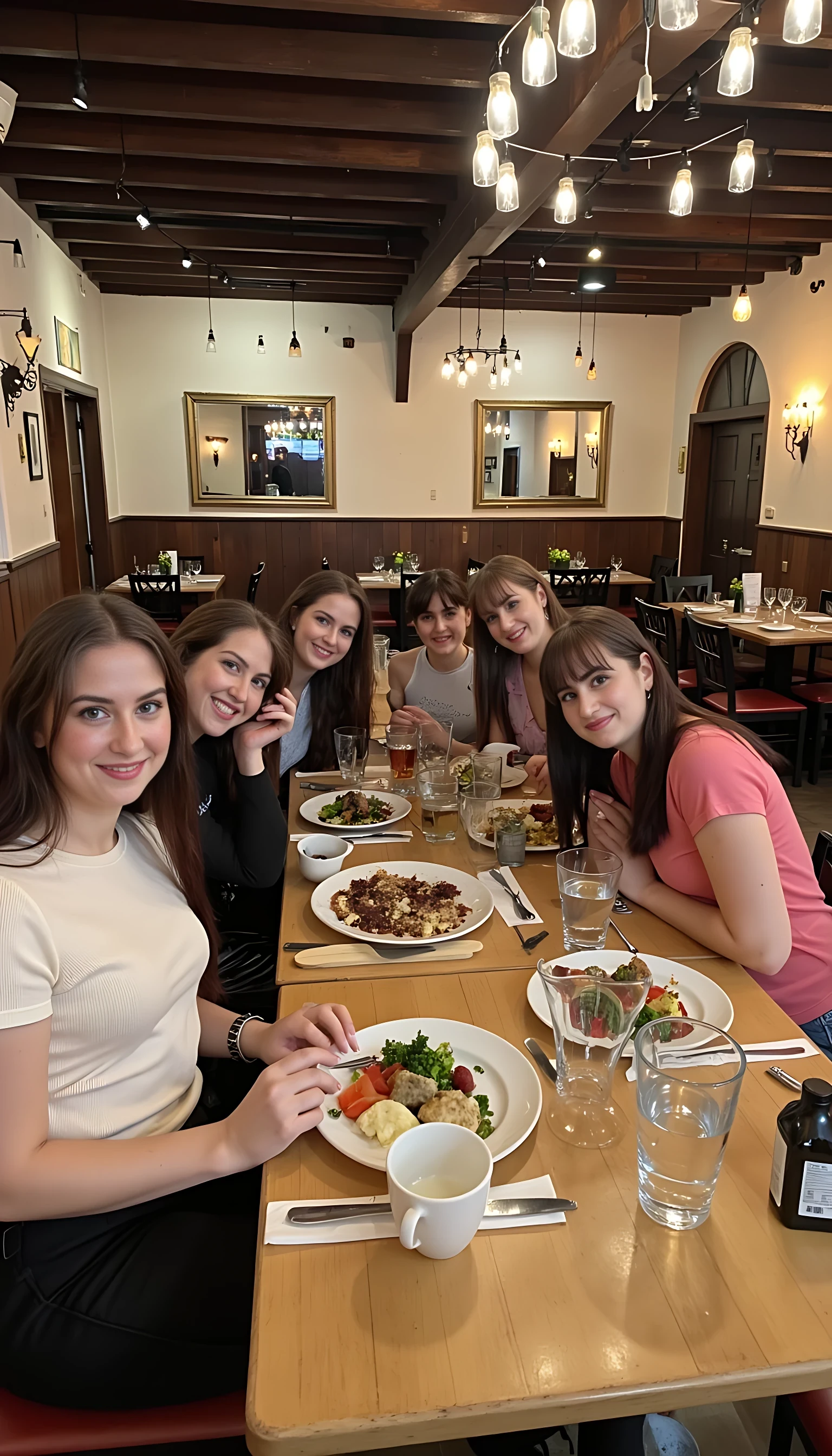 Hanging out with friends in a restaurant 
