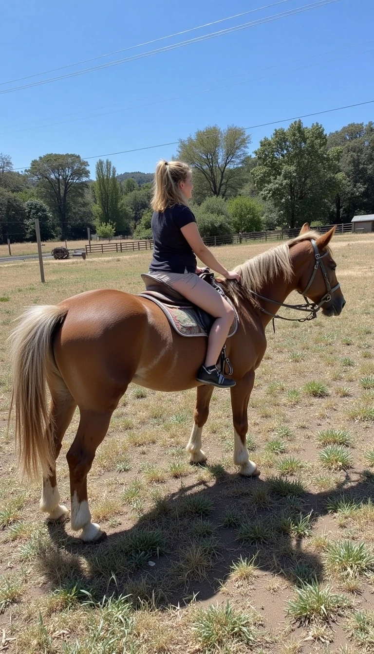 GIF of Savannah riding a horse with no top