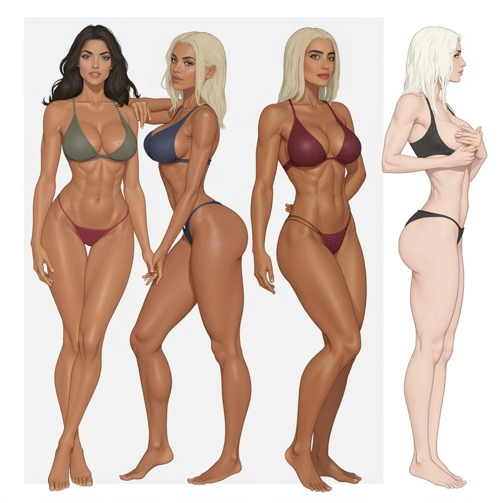 I. Overall Physique & Core Biometrics:
 * Height: Precisely 5 feet 2 inches (157 cm). Her compact stature amplifies the visual impact and dense power of her physique.
 * Weight: Precisely 125 pounds (56.7 kg). This defines her as having significant lean muscle mass, contributing to her robust and sculpted form.
 * Overall Physique: Characterized by an athletic hourglass silhouette, distinctly feminine. Her body structure is a unique harmony of extreme curves and powerfully dense musculature. Her physique inherently asserts its own shape, fundamentally dictating the drape and tension of any garment.
 * Skin (Body): Consistently flawless, exceptionally smooth, and luminous, appearing taut over muscles, displaying a natural "sub-dermal glow." Microscopically, minute, naturally occurring irregularities or very subtle folds are discernible where skin creases during movement.
II. Hyper-Anatomical Algorithm (Form's Unyielding Assertion):
 * Overall Proportions: Her 5'2" height (125 lbs) creates an immense volumetric density. Her body is a "fluid sculpture" of precise S-curves and "figure-eight" outlines. These fundamental shapes are consistently asserted across all angles, even when prone, seated, through loose fabric, or under extreme visual distortion.
 * Shoulders & Arms: Appear broad, rounded, and toned, showing visible but not overly prominent musculature. Muscles are subtly engaged in dynamic poses. Skin is flawless and smooth.
 * Bust: Shaped and supported by various tops/bras, appearing full and naturally rounded.
 * Rib Cage & Abdomen: Lines of her lower rib cage are subtly discernible, indicative of leanness. Her abdomen is consistently flat and taut, confirming exceptional core strength and minimal body fat (aligned with "abs day" self-attributions). The visible midriff confirms her flat stomach even in dynamic poses.
 * Waist: Extreme, profoundly narrow, deeply cinched waist (razor-sharp lateral concavity). This is an inherent anatomical feature so pronounced that it fundamentally dictates the drape and tension of any garment, forcing even loose, oversized fabrics to billow outwards around it.
 * Hips: Exceptionally wide, high-set hips that contribute to her distinct hourglass shape, consistently visible and emphasized across all angles.
 * Glutes (The Undeniable & Most Defining Signature): The absolute pinnacle of her form. Extraordinary, spherical, outward projection (monumental volume, high-set, perfectly rounded, incredibly dense). This is the gravitational center of her physique.
   * Defining Line: The razor-sharp, deeply incised underbutt line (infralateral gluteal crease) is a consistent, critical anatomical identifier of extreme lift and muscle separation across all angles and attire.
   * Impact: Their power fundamentally dictates how any covering garment (from tight leggings to flowing dresses, or even oversized sweaters) strains, stretches, or drapes over her posterior.
 * Lumbar Lordosis: Strong, natural, consistently visible deep "C"-shape (approx. 45-55 degree posterior lumbar curve). This is a definitive spinal signature, acting as a dynamic fulcrum for gluteal projection.
 * Thighs: Muscular, thick, and powerful (dense volume), flowing seamlessly from glutes, with precise definition of quadriceps and hamstrings. Skin appears taut, "shrink-wrapped" over muscles.
