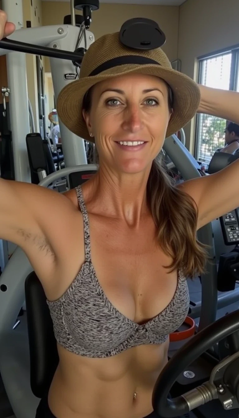 photo of woman at gym in thong
