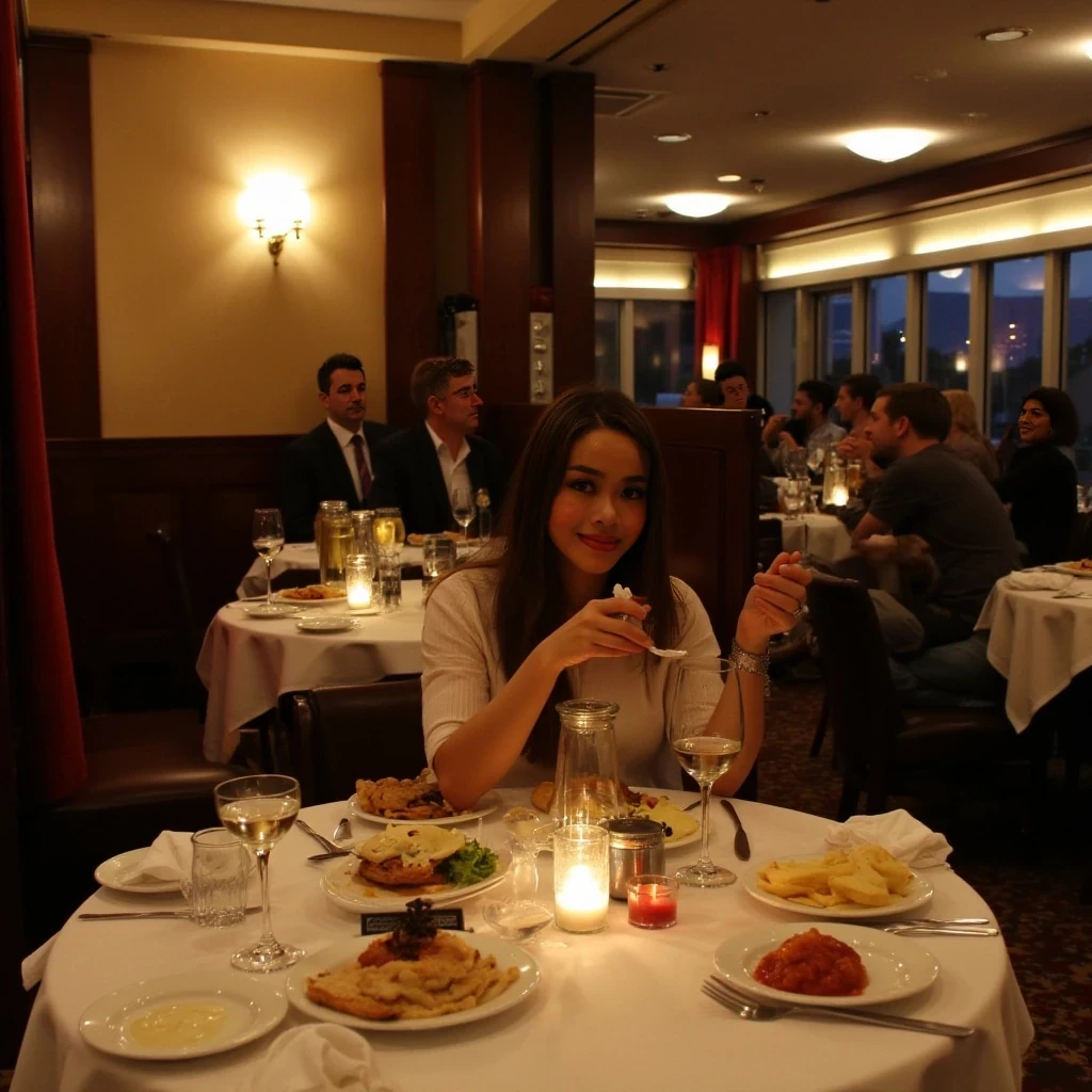 sitting down eating at a 5 star restaurant