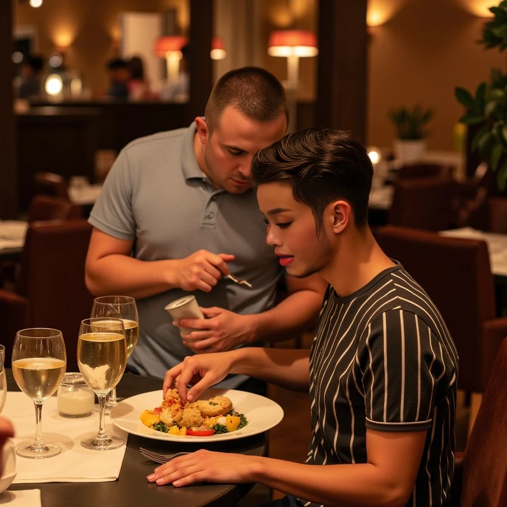 sitting down eating at a 5 star restaurant