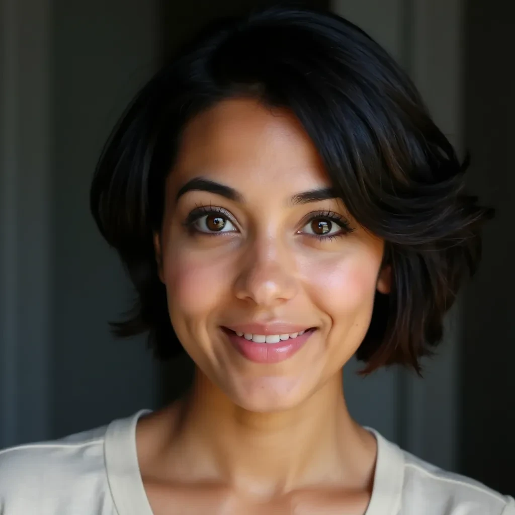Portrait of Young Latina Woman with short black hair