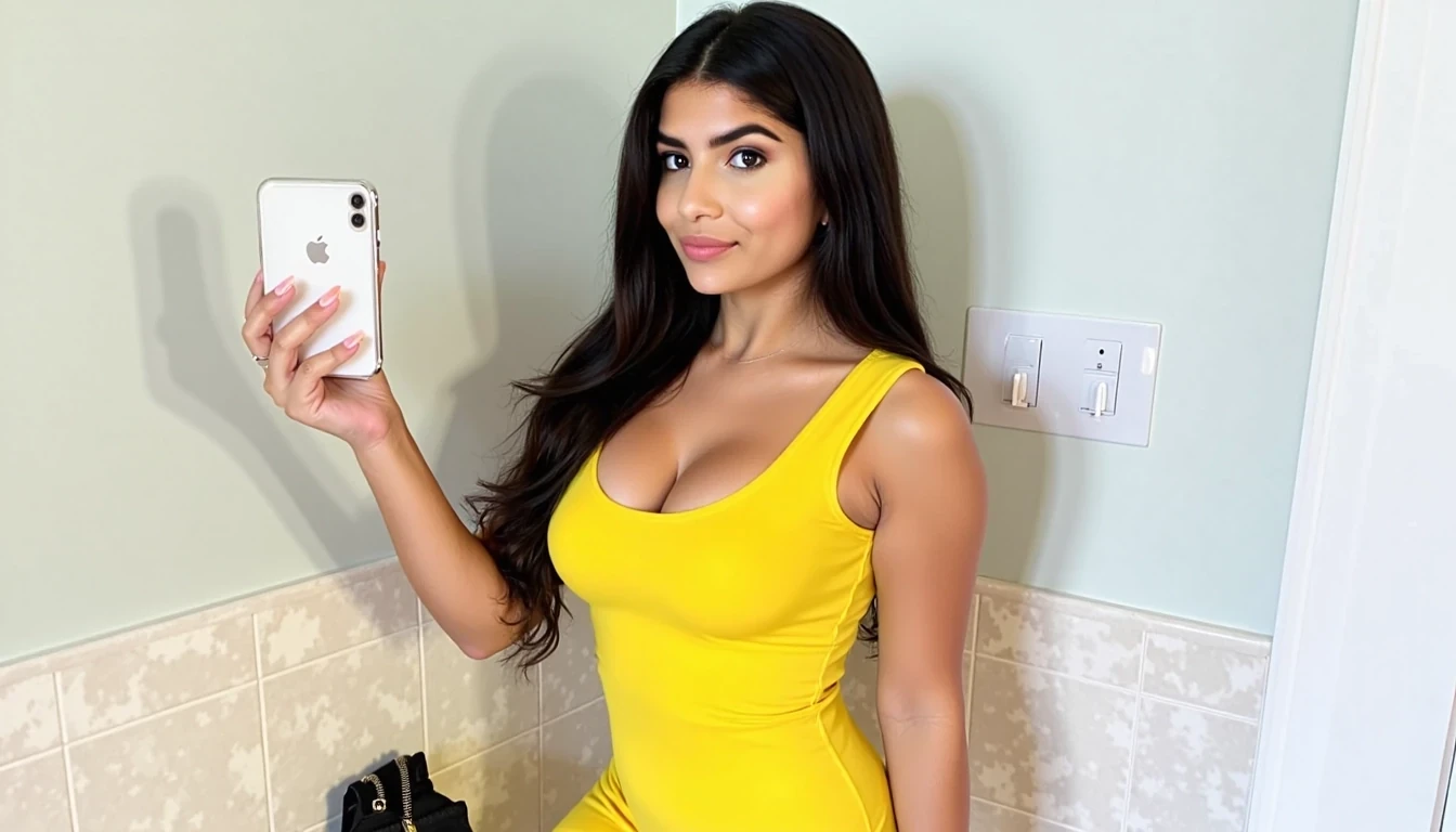 CSTMDL,she should be an anime girl, anime girl,hentai,body like ava addams, big boobs, boobs pushed up, boobs pressed together, yellow sundress