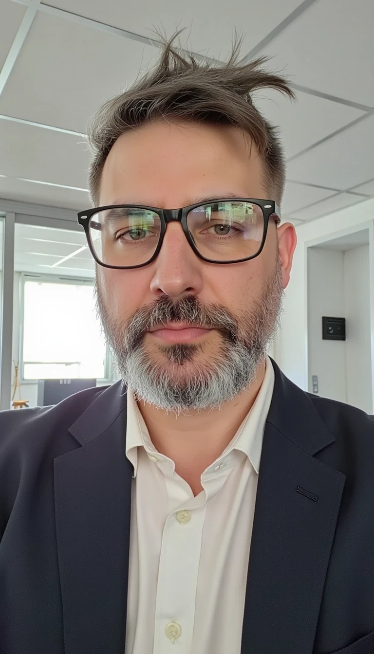 The face are not similar to the model i train... make him more realistic and similar. Businessman, He is wearing a suit and modern Ray-Ban reading glasses. Slim but muscular build. He is facing the camera directly, as if posing for a LinkedIn profile picture. He looks like a CEO of a huge corporation with tshirt open. Full body image.