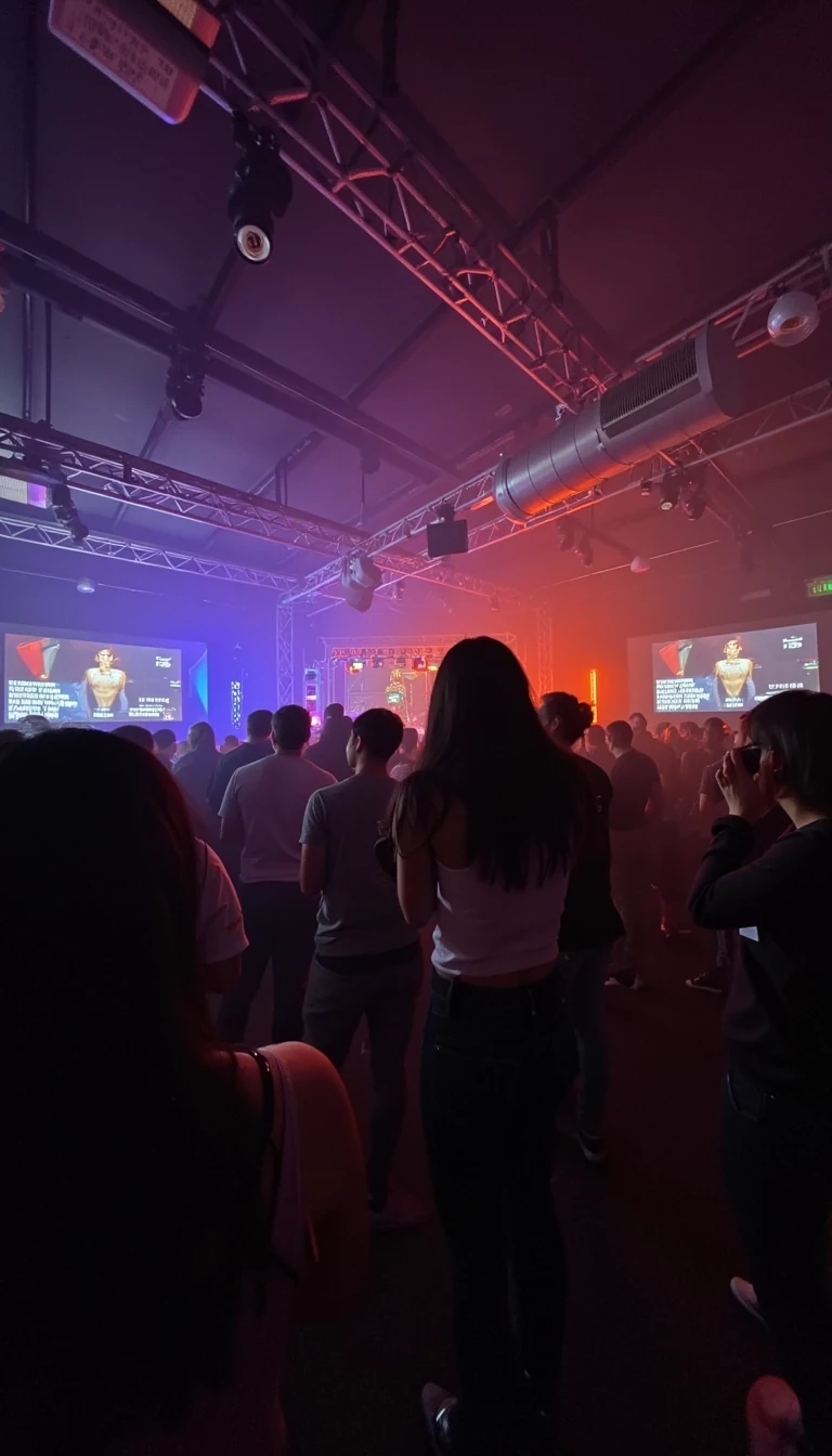 amateur photography of CSTMDL on someones shoulder at a rave 
