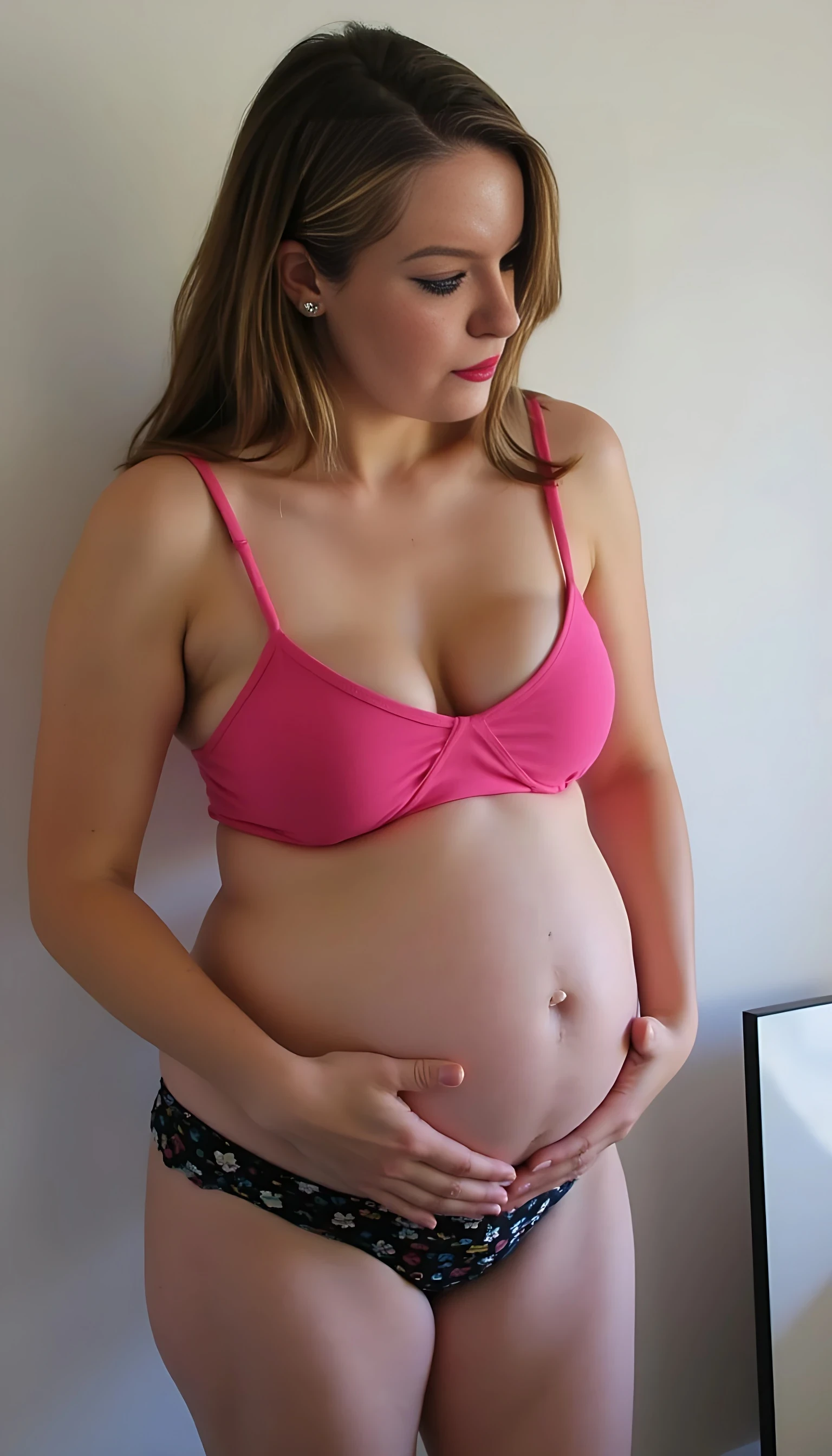 Pregnant women with a triplet belly size belly 