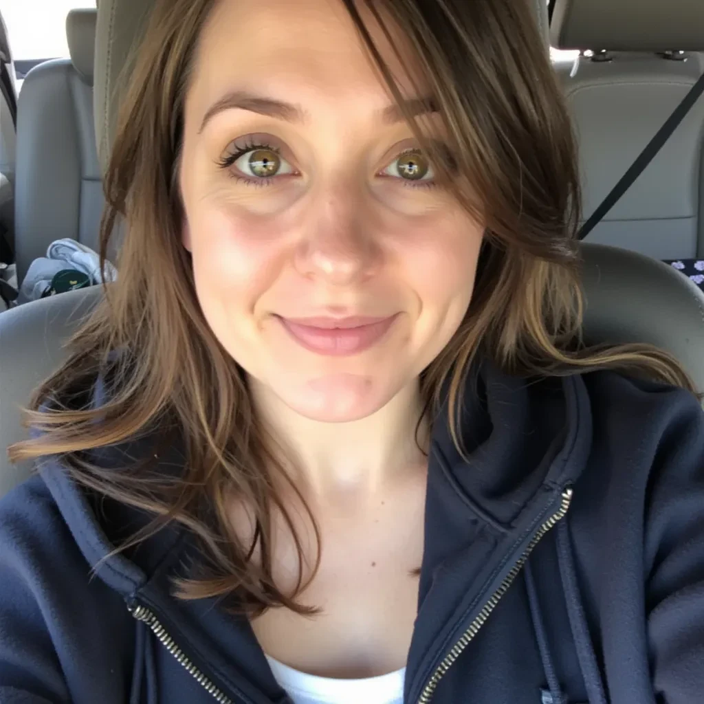 boring low quality snapchat photo circa 2015, cute woman, soft light brown hair, selfie