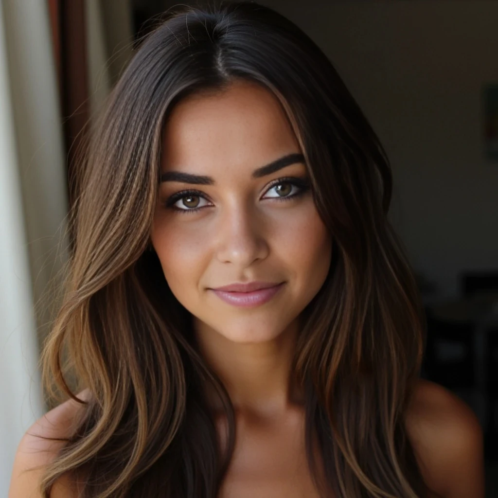 slim thick with brunette hair and light green eyes